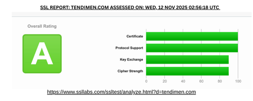 View SSL Labs test result for tendimen.com